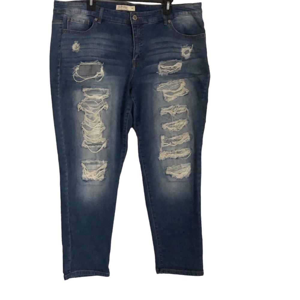 FADED GLORY💙 Plus Size Dark Wash Distressed Ankle Jeans